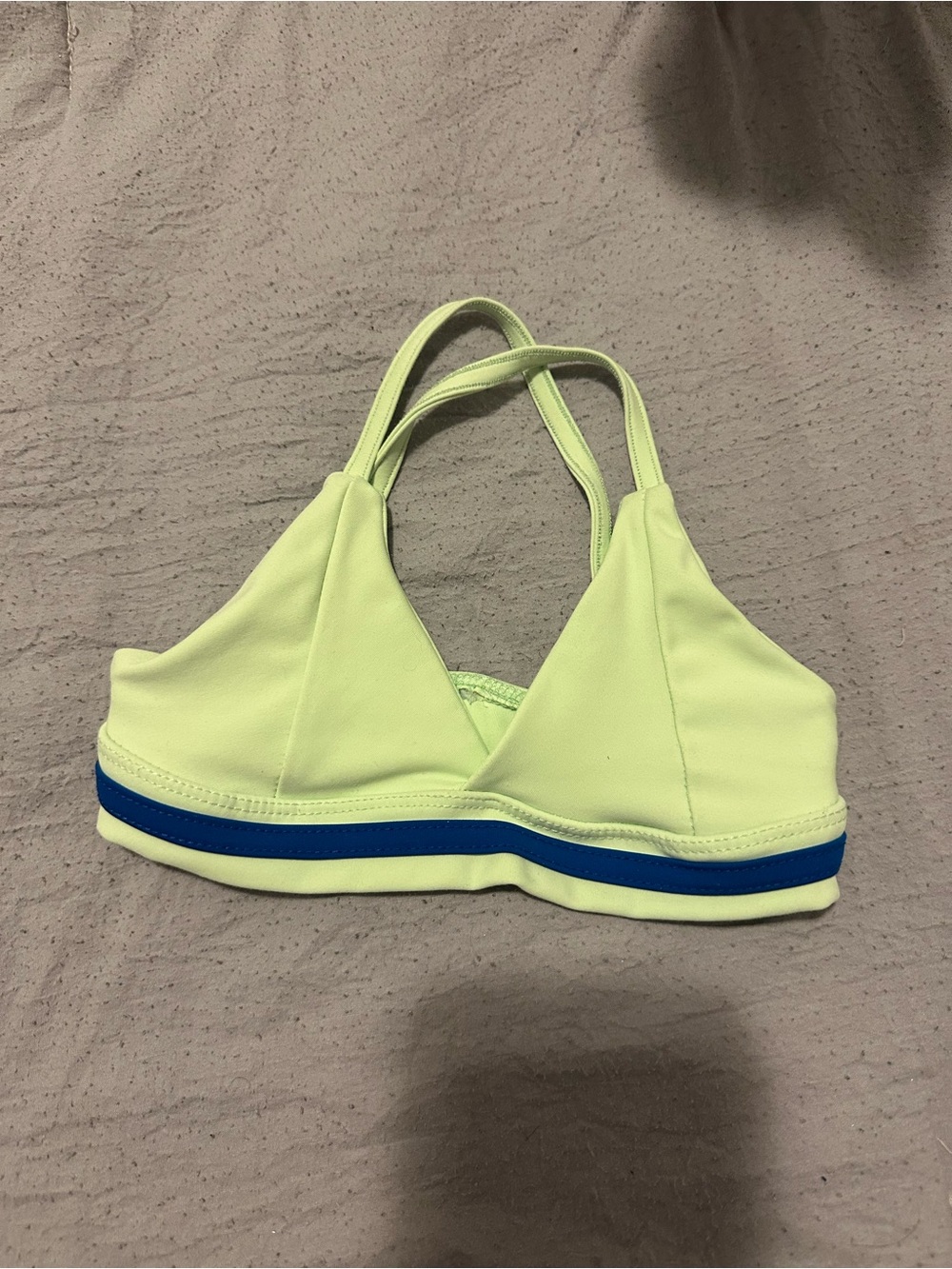 Five Dancewear Neon Mint Green Dance Bralette Top with Blue Accent